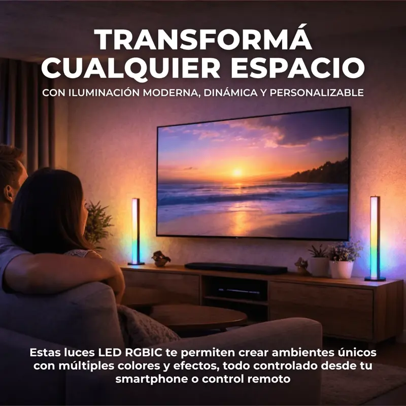 Luz Rgb Para Ambientación 32cm X 2 Torres Con Control Remoto