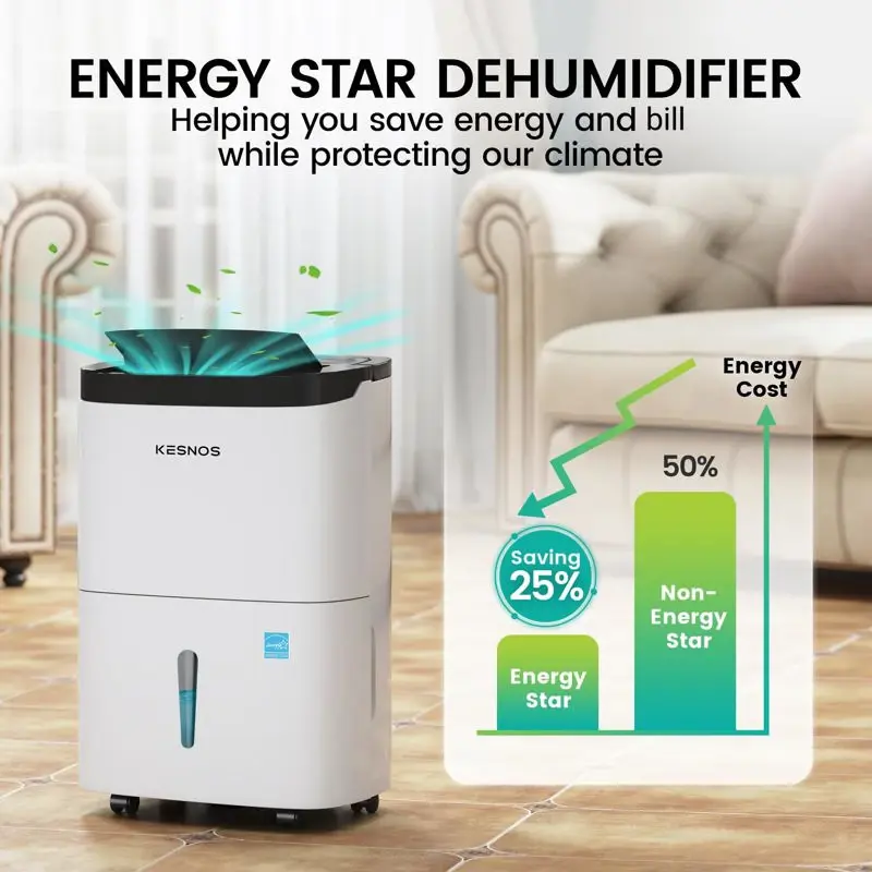 Deshumidificador Energy Star de 80 pintas Kesnos para 500 m²