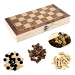 Juego De Ajedrez Damas Backgammon Tablero De Madera