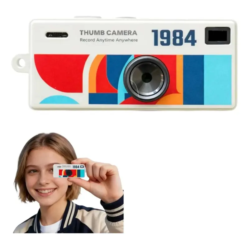 Mini Cámara Digital Llavero Retro Con Sd 16gb Blanco