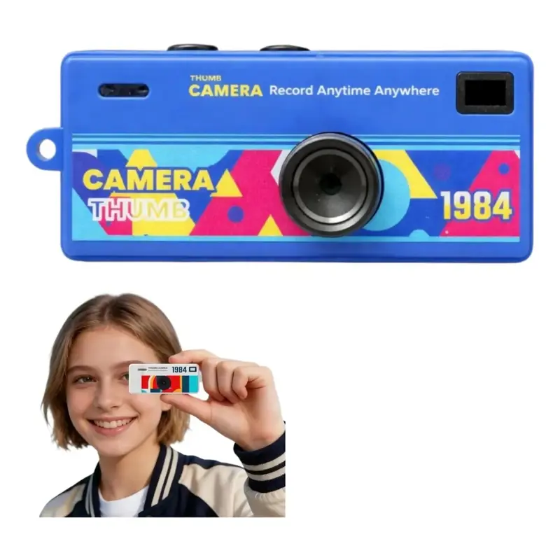 Mini Cámara Digital Llavero Retro Con Sd 16gb Celeste