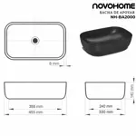 Bacha De Apoyo Rectangular De Porcelana Novohome 455 x 330mm