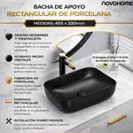 Bacha De Apoyo Rectangular De Porcelana Novohome 455 x 330mm