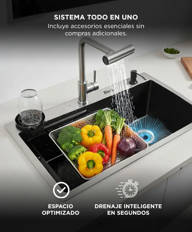 Bacha Cocina Inteligente Rieti by Gadnic Acero Inoxidable SUS304 75cm Multifunción