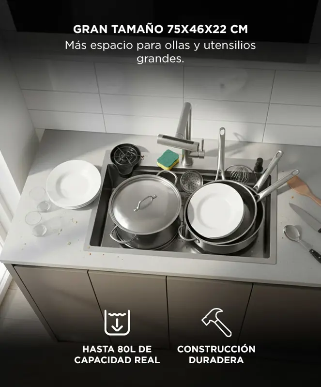 Bacha Cocina Inteligente Rieti by Gadnic Acero Inoxidable SUS304 75cm Multifunción