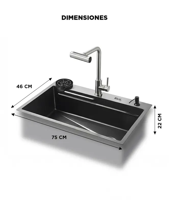 Bacha Cocina Inteligente Rieti by Gadnic Acero Inoxidable SUS304 75cm Multifunción