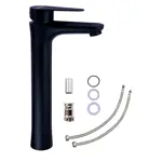 Griferia Lavatorio Monocomando Alto Novohome Acero Inox Negro