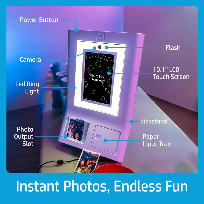 Máquina Photo Booth, impresora HP Sprocket Instant Color, blanca