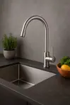 Grifería Para Cocina Monocomando Giratorio Novohome Satínado