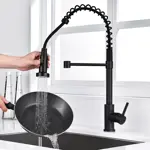 Grifería Cocina 2 En 1 Monocomando Novohome Flexible Negra