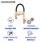 Grifería P/Cocina Monocomando Doble Función Novohome Dorado