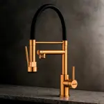 Grifería P/Cocina Monocomando Doble Función Novohome Dorado