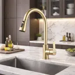 Grifería P/Cocina Monocomando Extensible Novohome Dorada