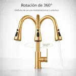 Grifería P/Cocina Monocomando Extensible Novohome Dorada