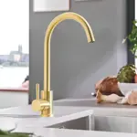 Grifería Para Cocina Monocomando Novohome Giratorio Gold