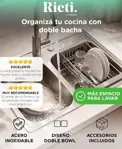 Bacha Doble Cocina Rieti By Gadnic 84cm Acero Inoxidable