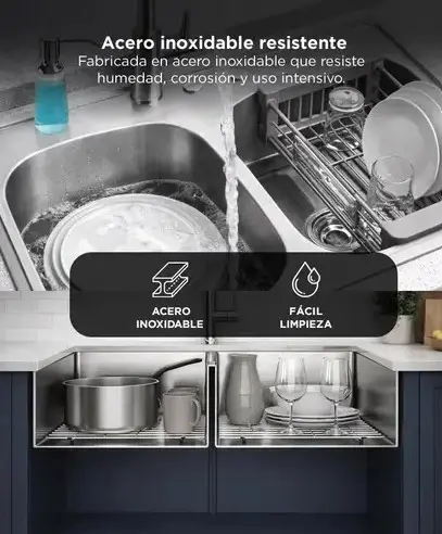 Bacha Doble Cocina Rieti By Gadnic 84cm Acero Inoxidable
