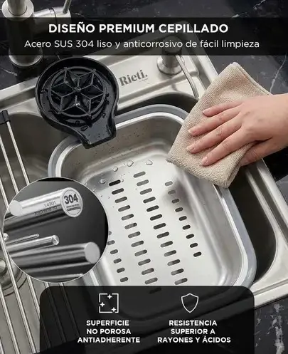 Bacha de Cocina Inteligente Rieti by Gadnic 75 cm Set Completo Acero Inoxidable 304