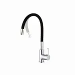 Griferia de Cocina Monocomando Canilla Cuello Flexible Negra /Plateado  Waggs