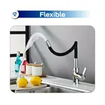Griferia de Cocina Monocomando Canilla Cuello Flexible Negra /Plateado  Waggs