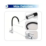 Griferia de Cocina Monocomando Canilla Cuello Flexible Negra /Plateado  Waggs