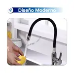 Griferia de Cocina Monocomando Canilla Cuello Flexible Negra /Plateado  Waggs