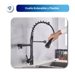 Grifería Cocina Moderna Canilla Monocomando Extensible Negro Mate Waggs