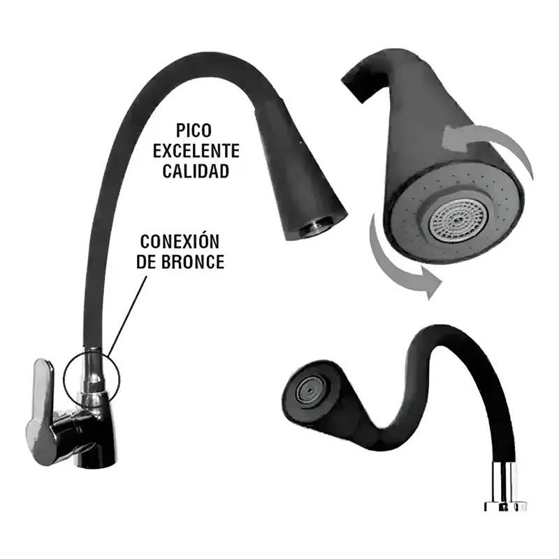 Grifería Flexible Monocomando Para Cocina.