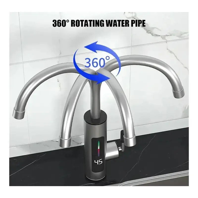 Canilla Grifería Con Calentador Rapido Electrica Acero Inox