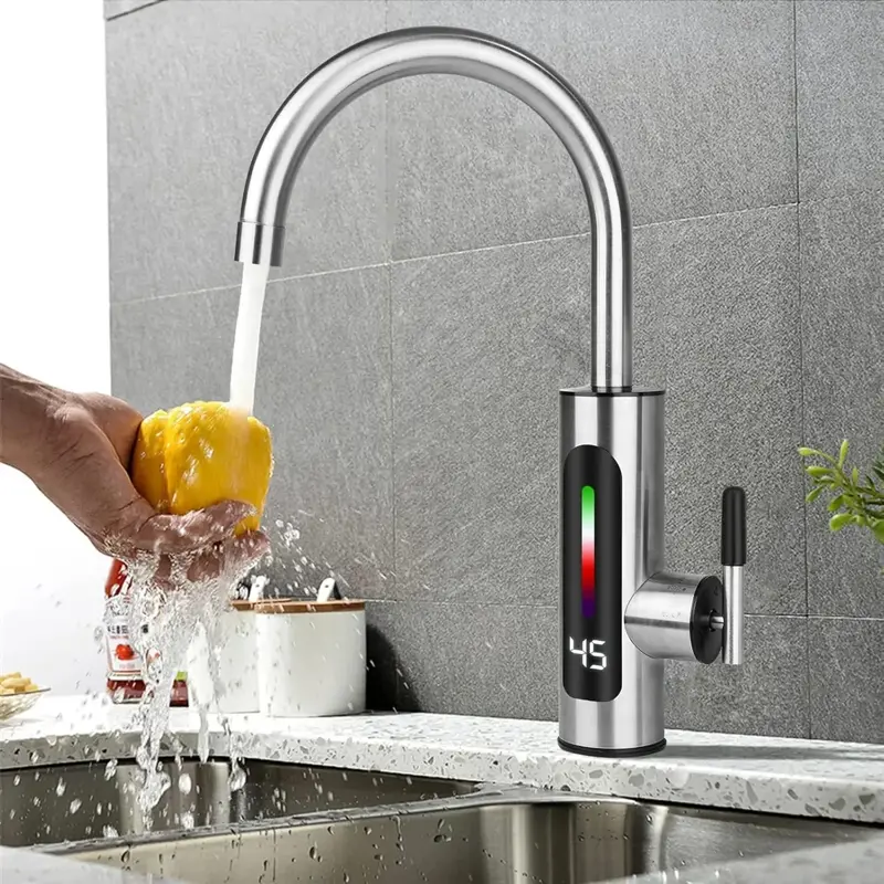 Canilla Grifería Con Calentador Rapido Electrica Acero Inox