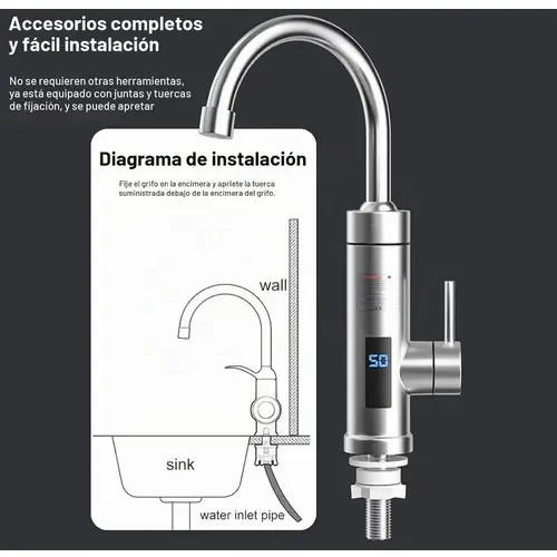 Grifo Calentador De Agua Eléctrico Con Pantalla Digital