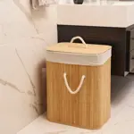 Cesto Canasto Rectangular Ropa lavadero/baño Bambu Deco tapa y manijas