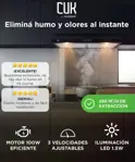 Extractor De Cocina Cuk By Gadnic EXT11971 100W Doble Filtro Aluminio 2 Luces LED Negro
