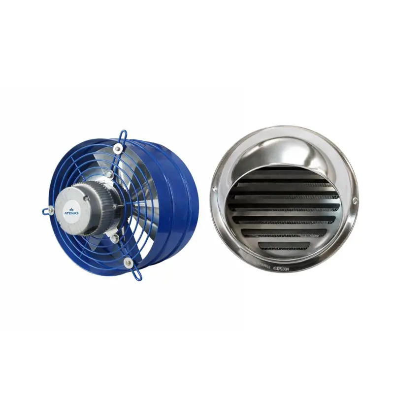 Extractor Industrial 20 CM Con Rejilla Fija de Acero Inoxidable