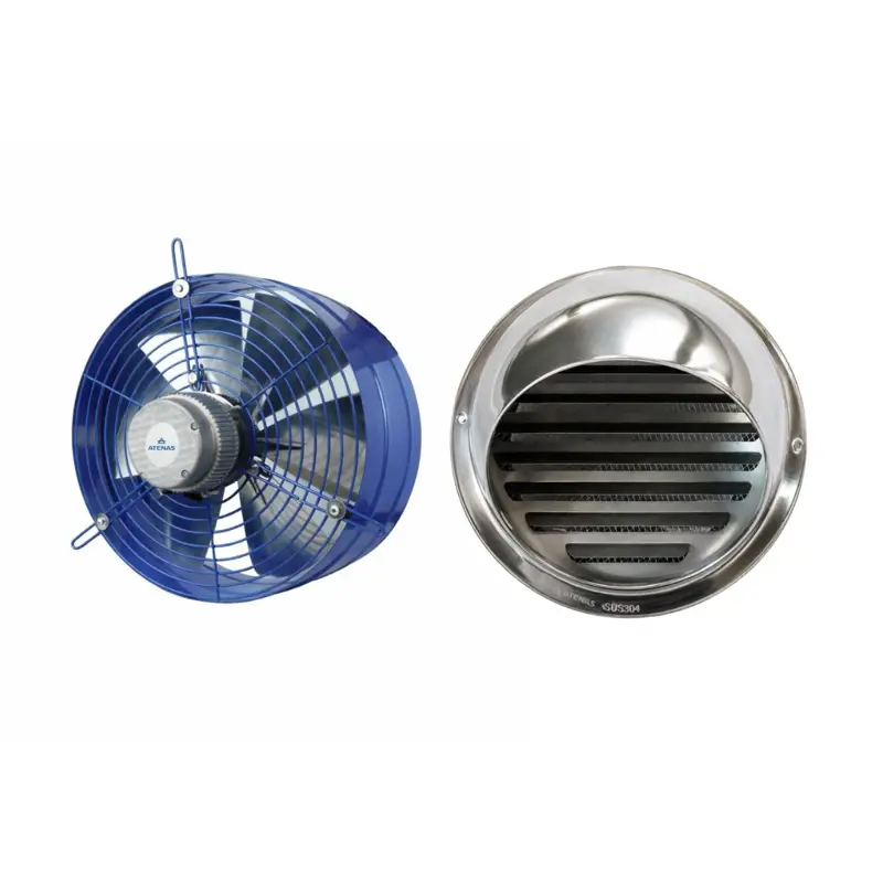 Extractor Industrial 25 CM Con Rejilla Fija de Acero Inoxidable