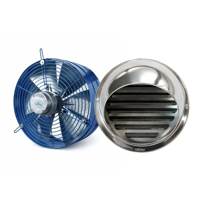 Extractor Industrial 30 CM Con Rejilla Fija de Acero Inoxidable