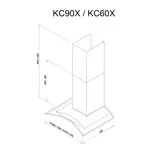 Campana domec KC60X, para adosar, combina con vidrio, ancho 60 cms