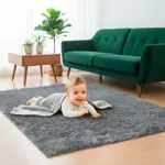 Alfombra Gris 2x1,4 Mts Nórdica Living Gadnic Lavable Súper Soft 