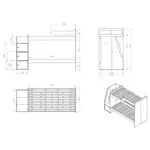 Cama Cucheta con Escalera Lateral 1 12 Plaza 245 x 168 x 90 cm  CODIGO 1705