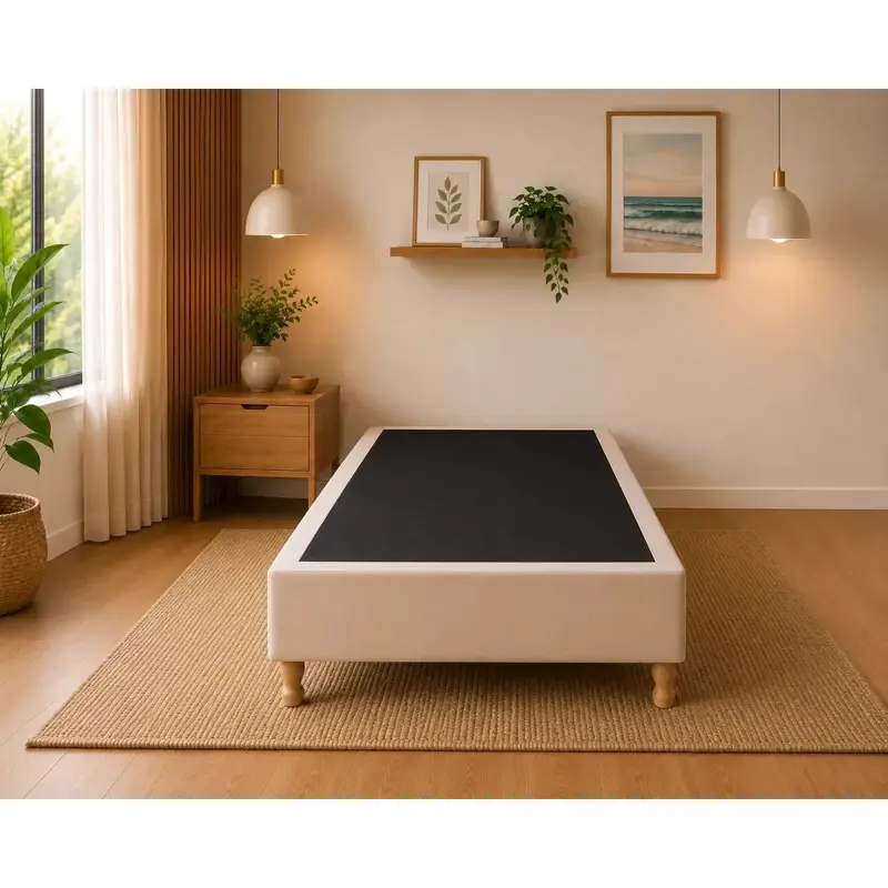Base Sommier Ecocuero Tiza 1 1/2 Plaza 100x200 Patas Madera
