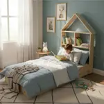 Cama Montessori 140x80 con Respaldo Casita 