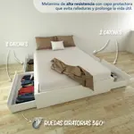 Cama Box 2 Plazas Blanca con 4 Cajones Centro Estant