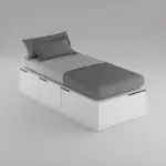 Cama Box EMC 1 Plaza con 3 Cajones y 1 Zapatero Blanco