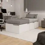 Cama Box EMC 1 Plaza con 3 Cajones y 1 Zapatero Blanco