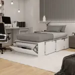 Cama Box EMC 1 Plaza con 3 Cajones y 1 Zapatero Blanco