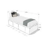 Cama Box EMC 1 Plaza con 3 Cajones y 1 Zapatero Blanco