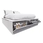 Cama Box EMC Queen 1,60m con 6 Cajones y 2 Zapateros Blanco