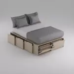 Cama Box EMC 2 Plazas con 6 Cajones y 2 Zapateros Báltico