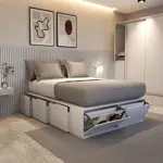 Cama Box EMC 2 Plazas con 6 Cajones y 2 Zapateros Venezia