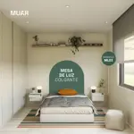 Mesa de Luz Flotante Blanco Desayunador Cajon Moderno